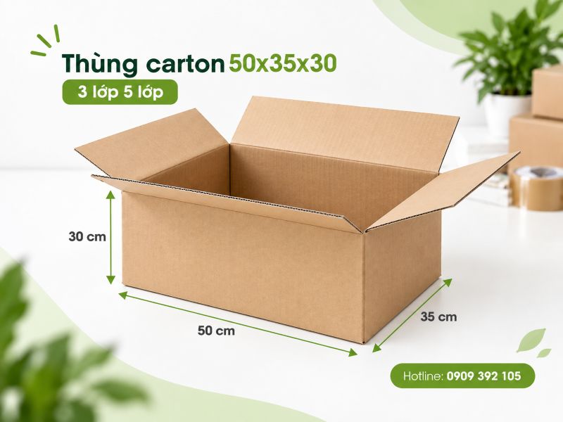 Thùng carton 50x35x30 3 lớp 5 lớp TPHCM