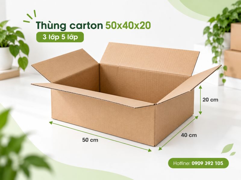 Thùng carton 50x40x20 3 lớp 5 lớp TPHCM