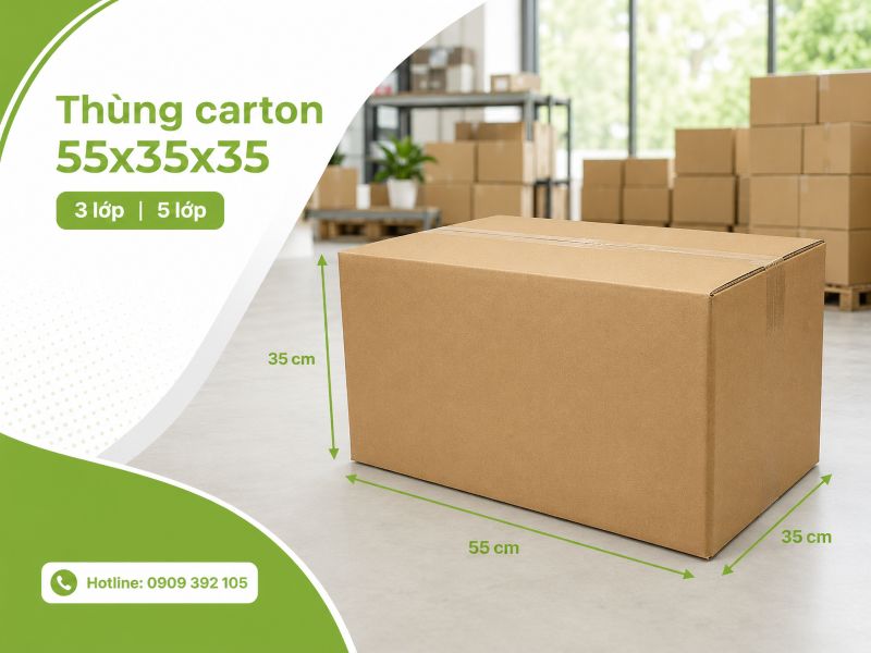 Thùng carton 55x35x35 3 lớp 5 lớp TPHCM