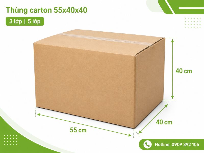 Thùng carton 55x40x40 3 lớp 5 lớp TPHCM