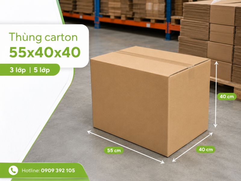 Thùng carton 55x40x40 3 lớp 5 lớp TPHCM
