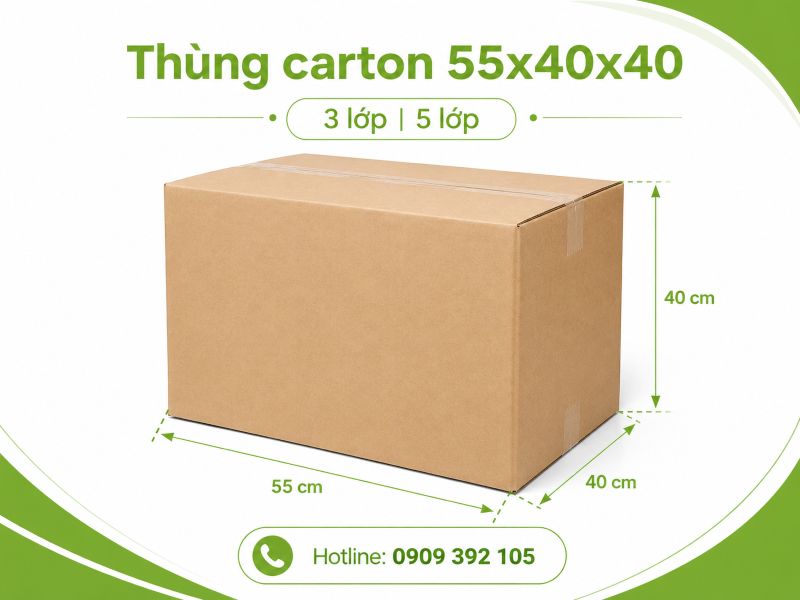 Thùng carton 55x40x40 3 lớp 5 lớp TPHCM