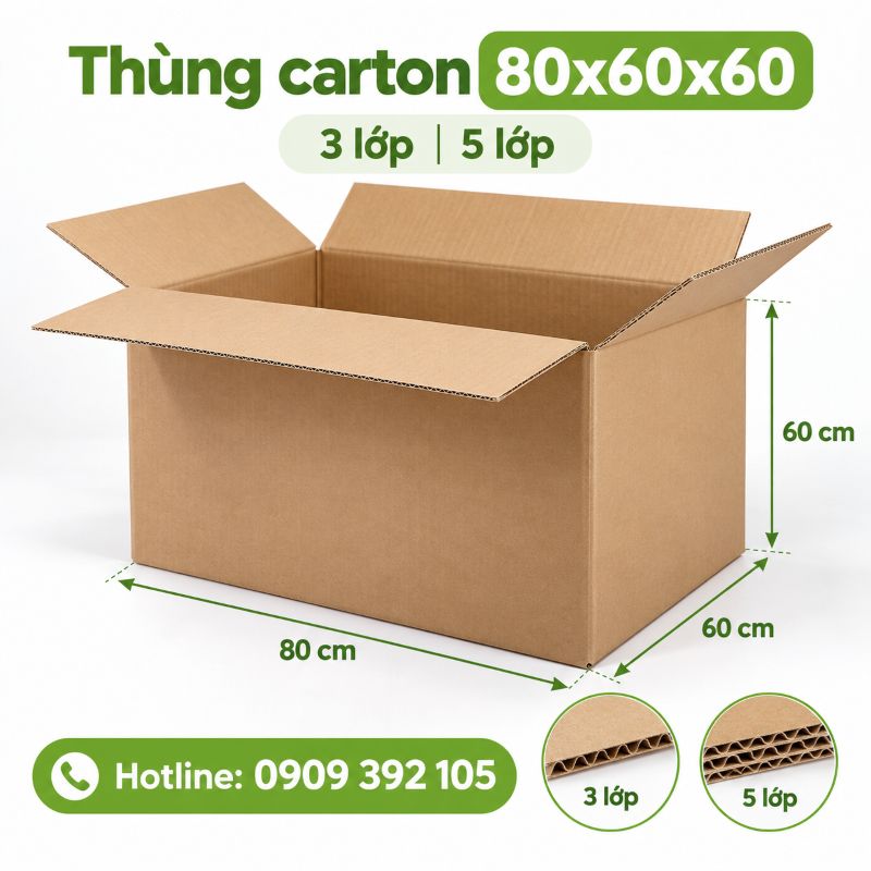 Thùng carton 80x60x60 3 lớp 5 lớp TPHCM