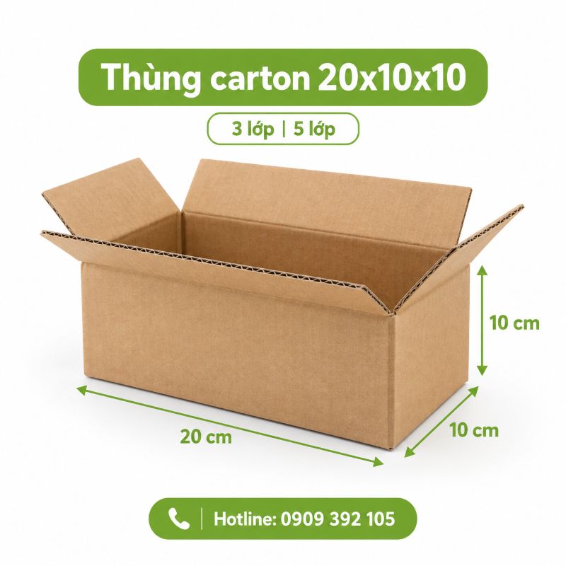 Thùng carton 20x10x10 3 lớp 5 lớp TPHCM