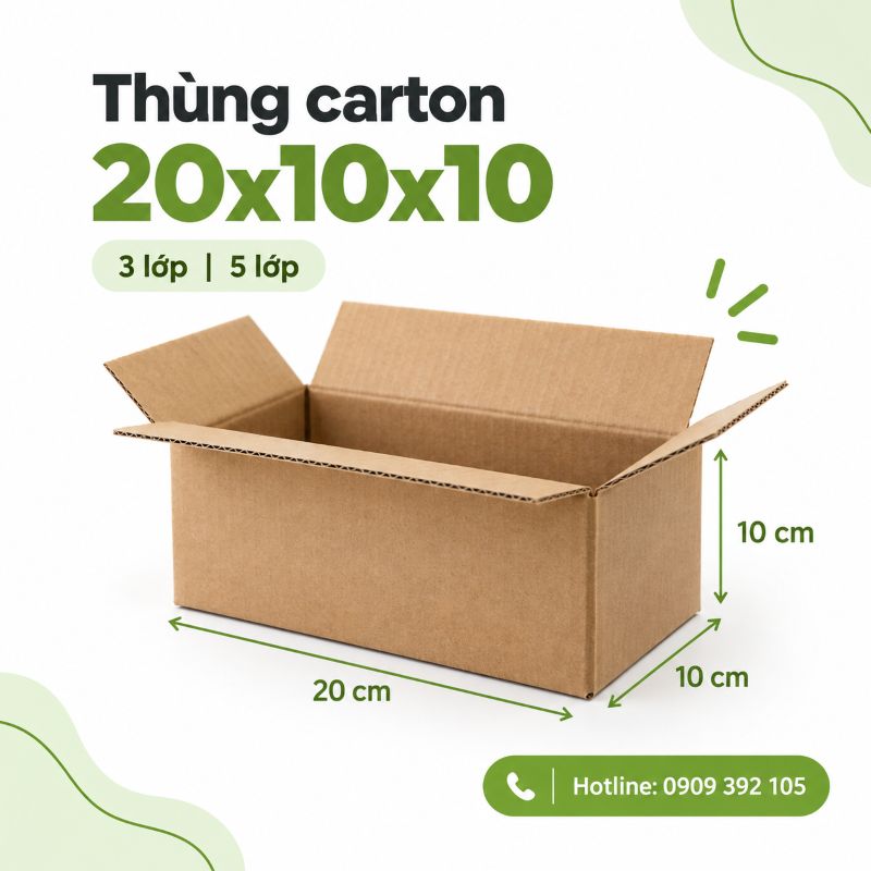 Thùng carton 20x10x10 3 lớp 5 lớp TPHCM