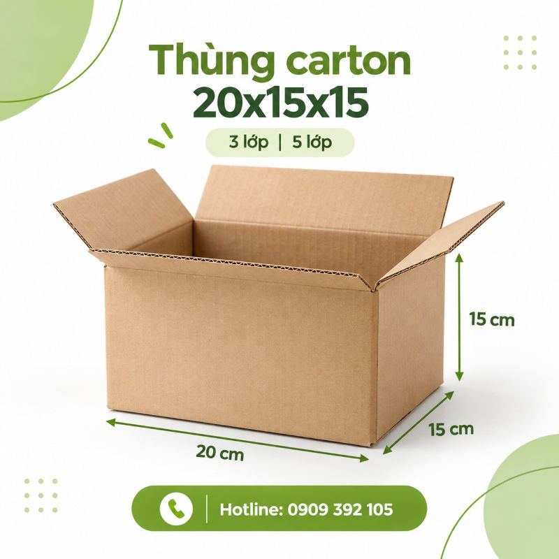 Thùng carton 20x15x15 3 lớp 5 lớp TPHCM
