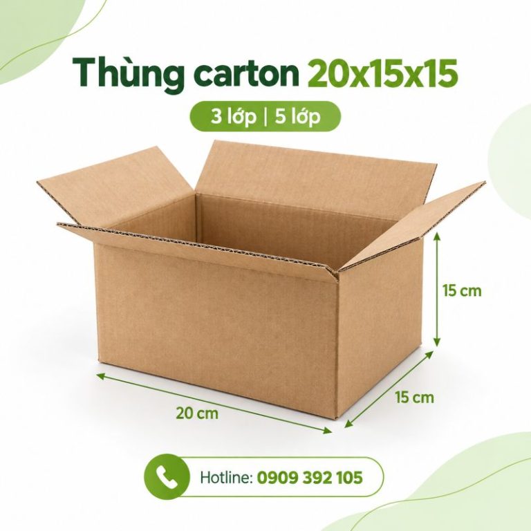 Thùng carton 20x15x15 3 lớp 5 lớp TPHCM