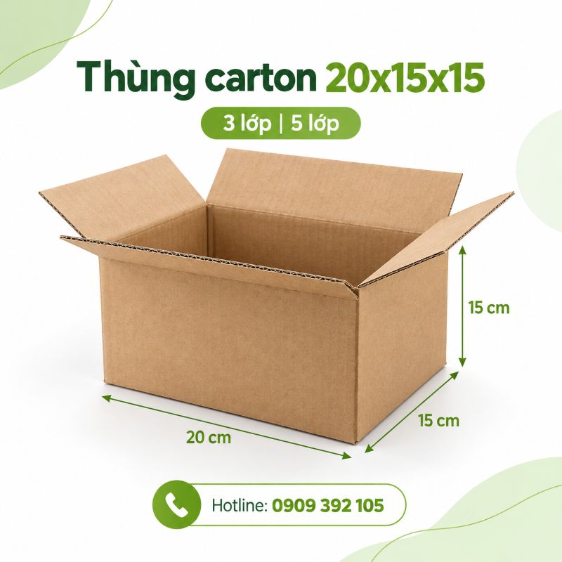 Thùng carton 20x15x15 3 lớp 5 lớp TPHCM