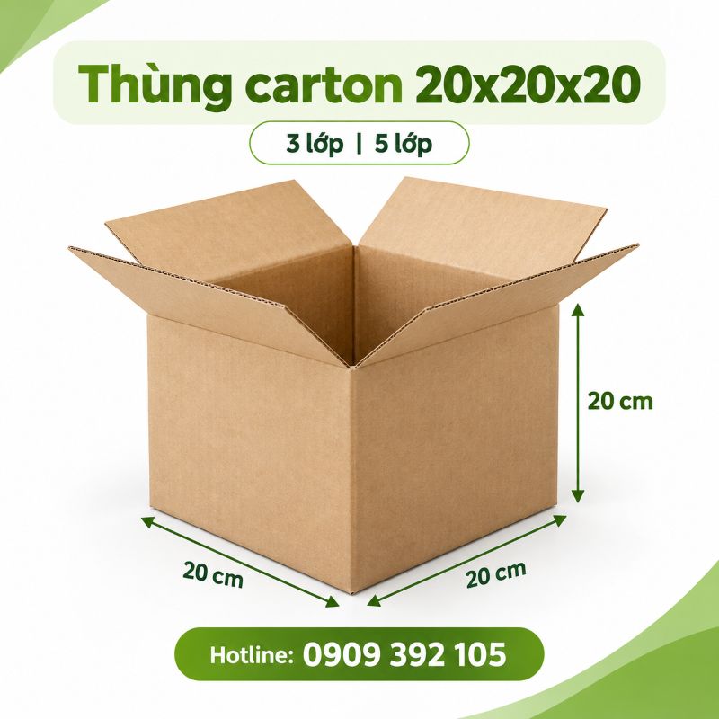Thùng carton 20x20x20 3 lớp 5 lớp TPHCM