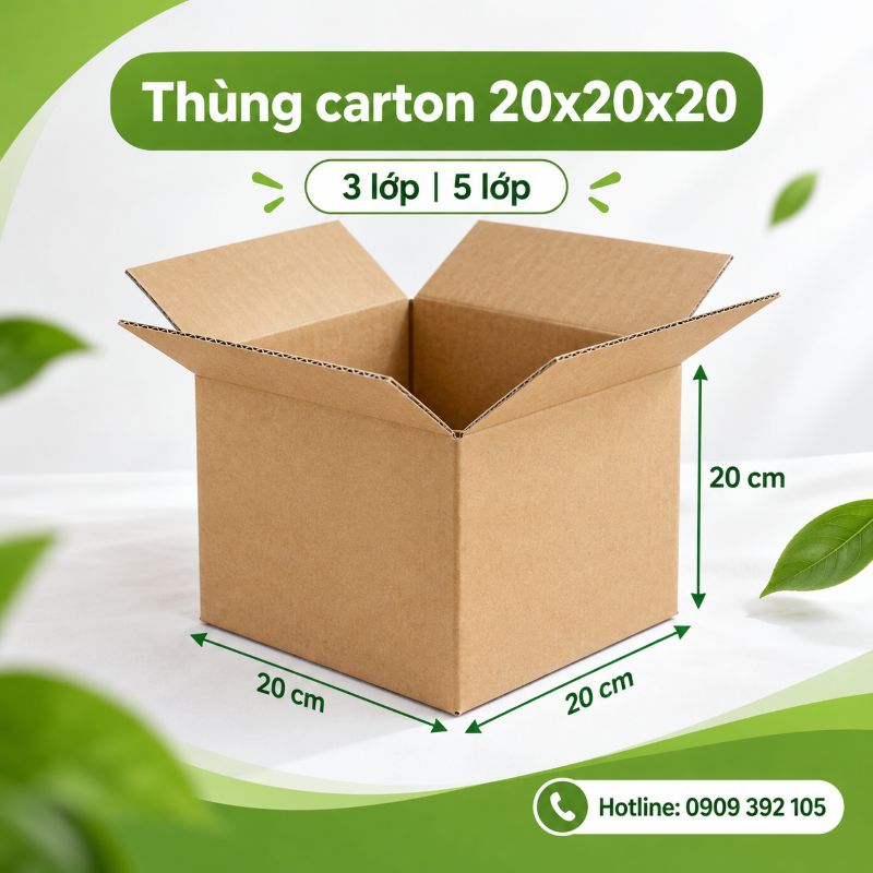 Thùng carton 20x20x20 3 lớp 5 lớp TPHCM