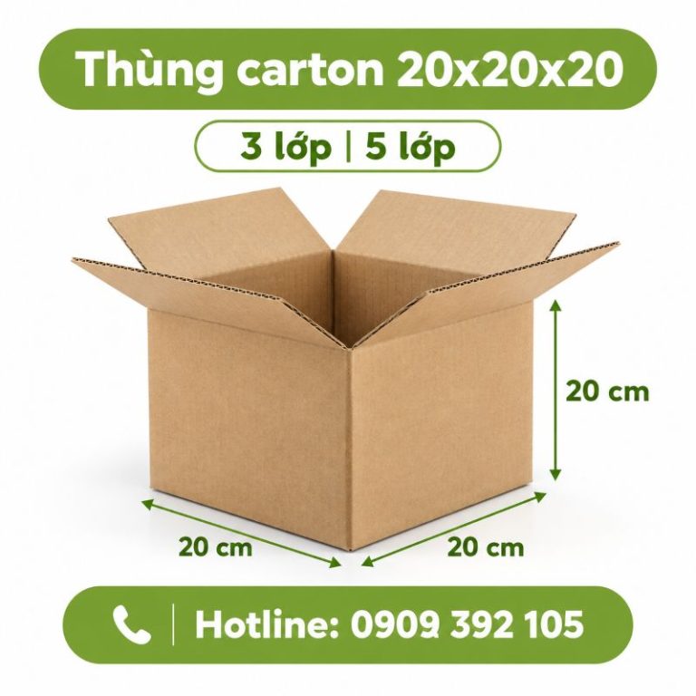 Thùng carton 20x20x20 3 lớp 5 lớp TPHCM