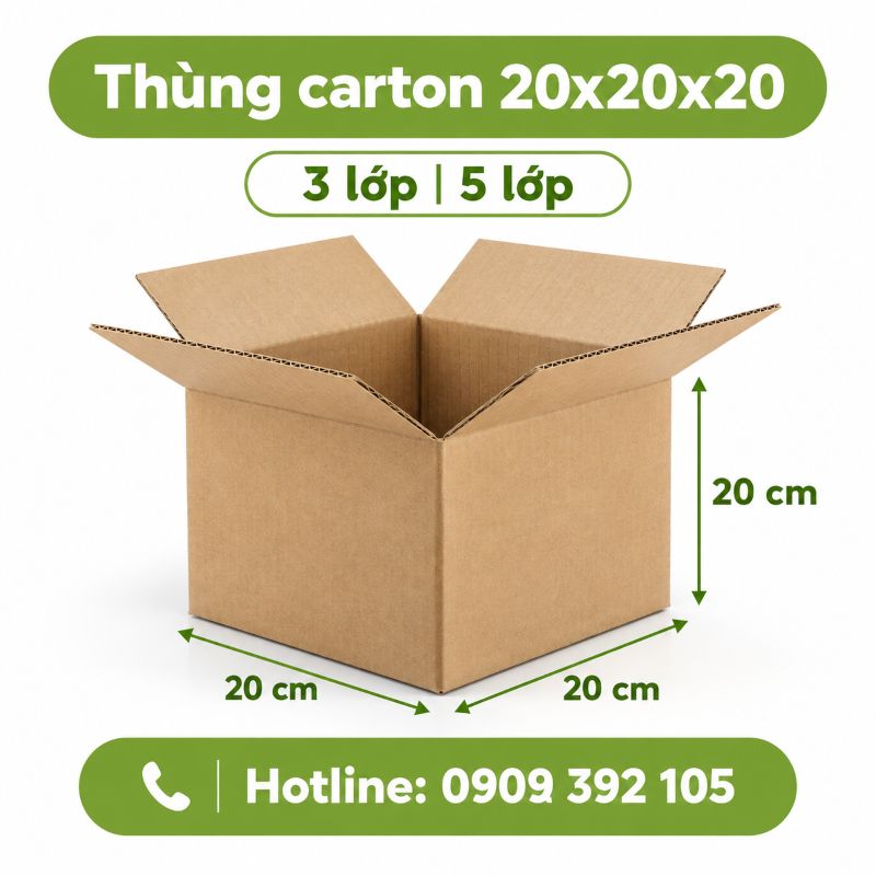 Thùng carton 20x20x20 3 lớp 5 lớp TPHCM
