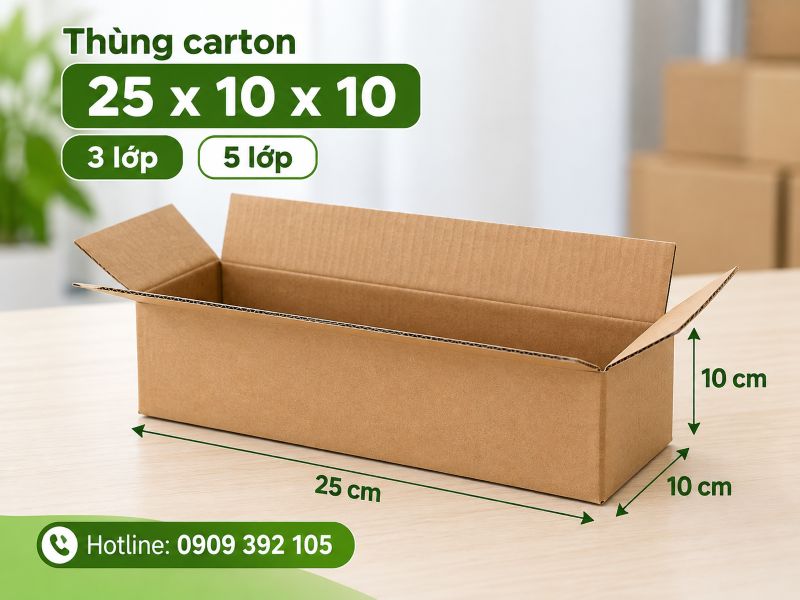 Thùng carton 25x10x10 3 lớp 5 lớp TPHCM