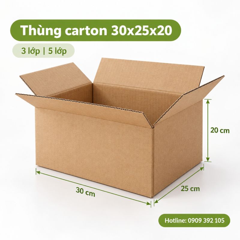 Thùng carton 30x25x20 3 lớp 5 lớp TPHCM