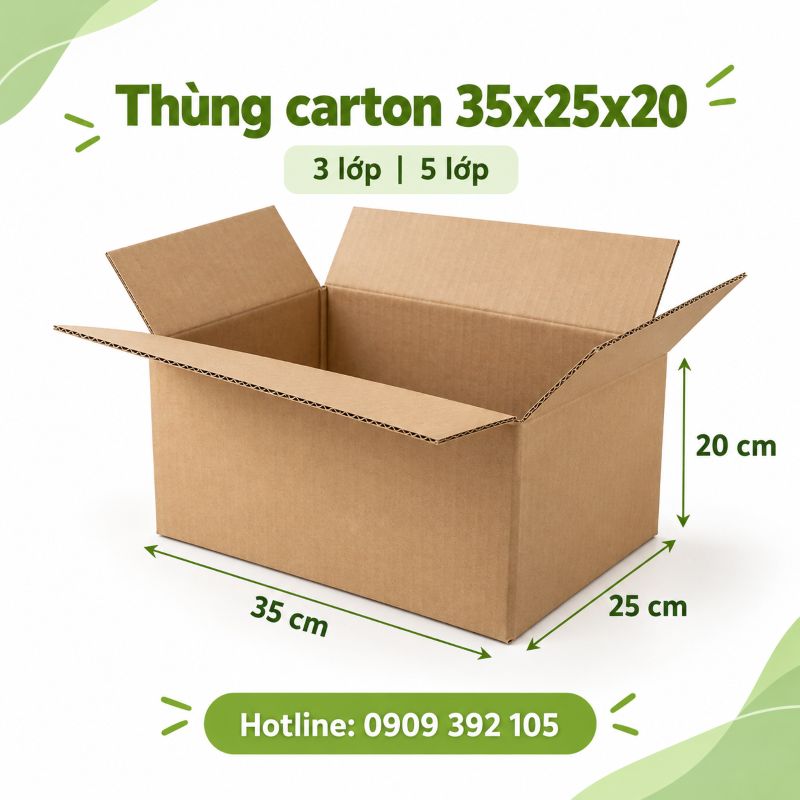 Thùng carton 35x25x20 3 lớp 5 lớp TPHCM