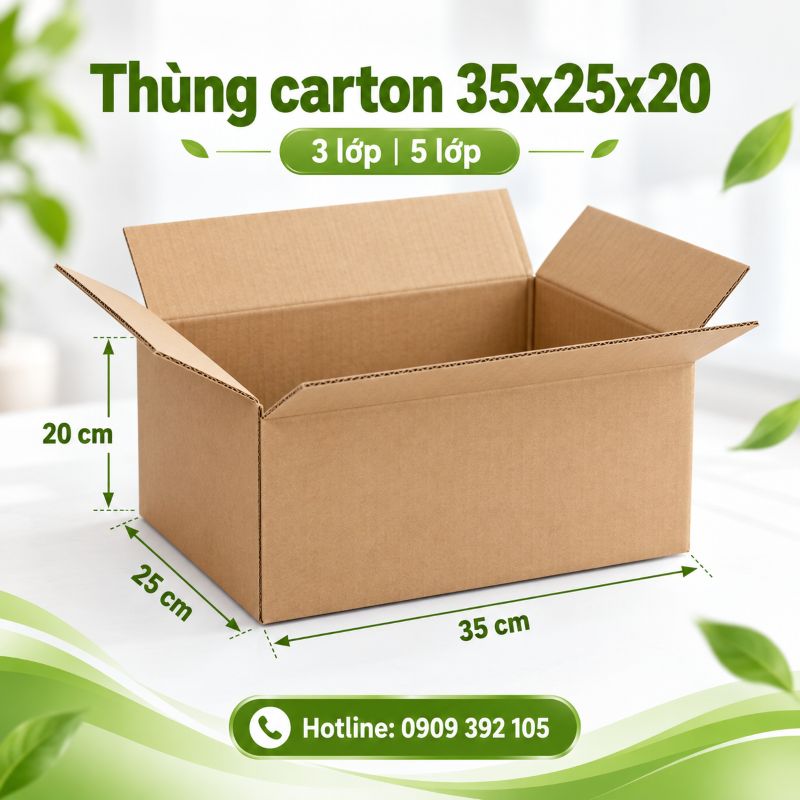 Thùng carton 35x25x20 3 lớp 5 lớp TPHCM