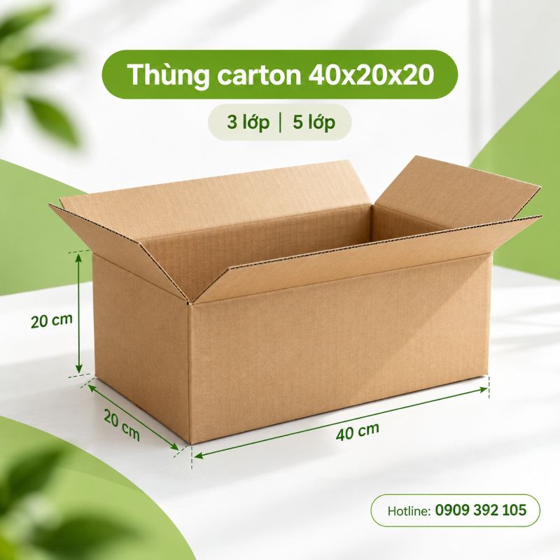 Thùng carton 40x20x20 3 lớp 5 lớp TPHCM