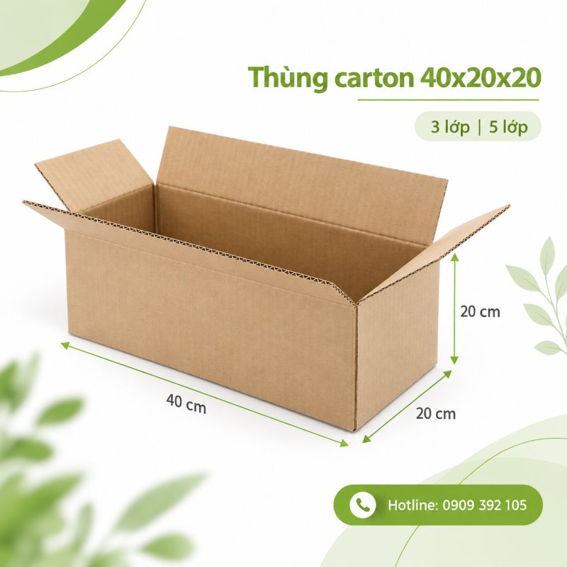 Thùng carton 40x20x20 3 lớp 5 lớp TPHCM