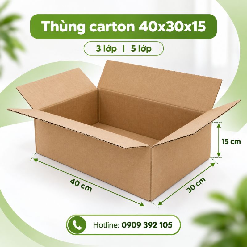 Thùng carton 40x30x15 3 lớp 5 lớp TPHCM