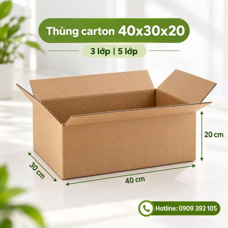 Thùng carton 40x30x20 3 lớp 5 lớp TPHCM