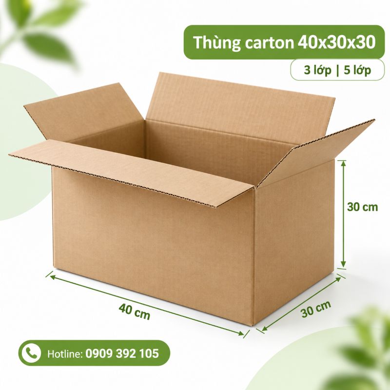 Thùng carton 40x30x30 3 lớp 5 lớp TPHCM