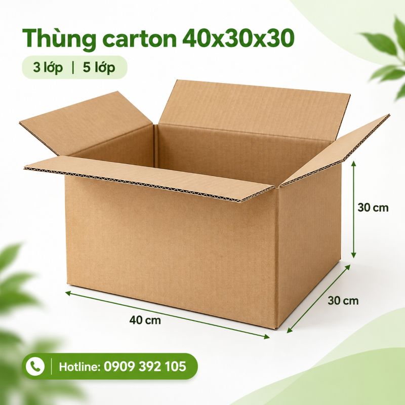 Thùng carton 40x30x30 3 lớp 5 lớp TPHCM