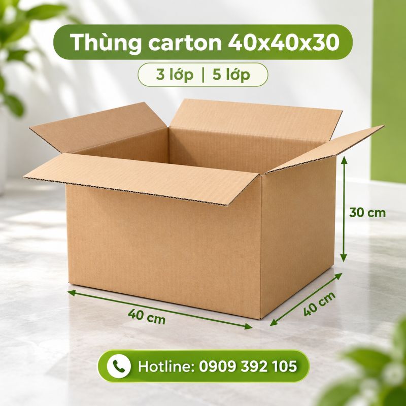 Thùng carton 40x40x30 3 lớp 5 lớp TPHCM
