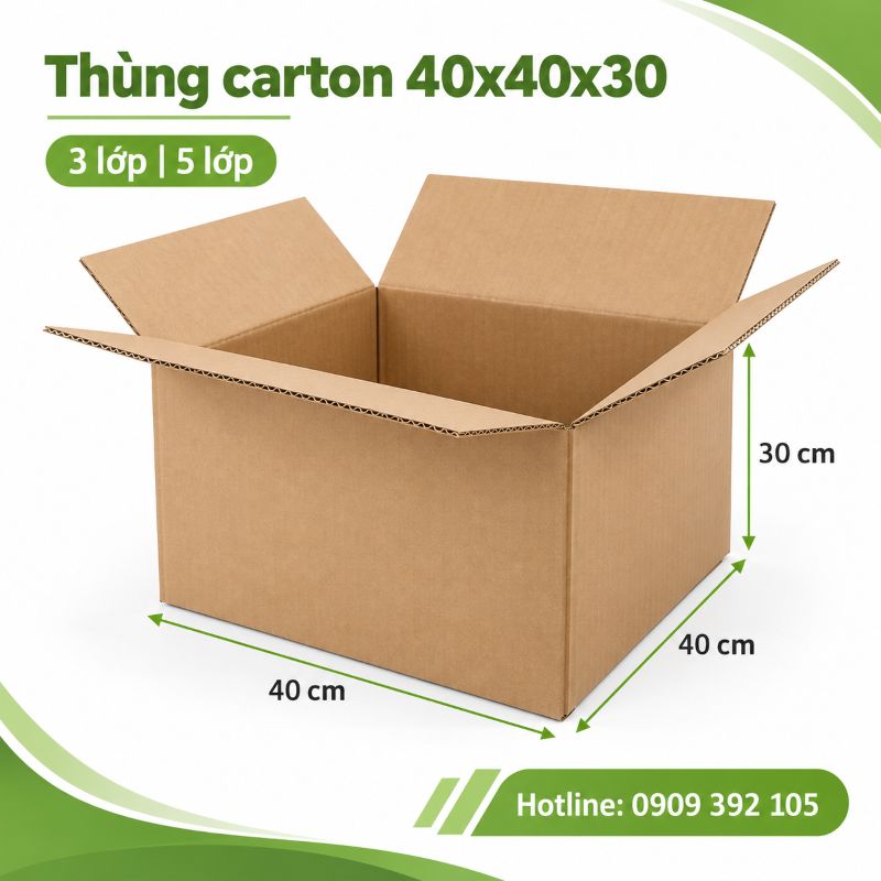Thùng carton 40x40x30 3 lớp 5 lớp TPHCM