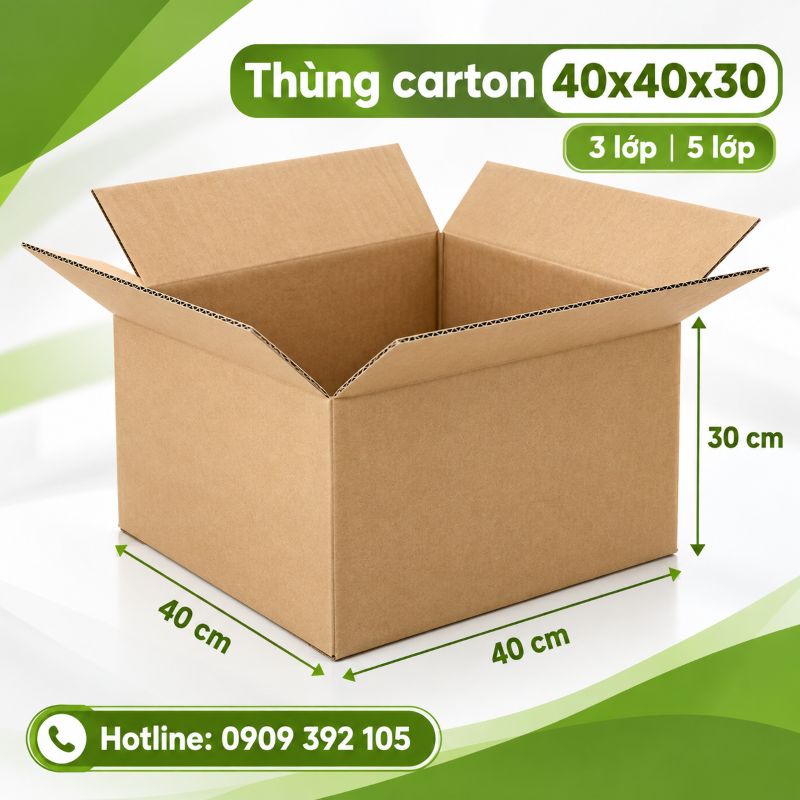 Thùng carton 40x40x30 3 lớp 5 lớp TPHCM