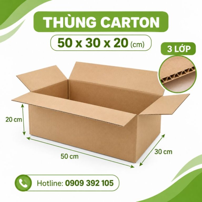 Thùng carton 50x30x20 3 lớp 5 lớp TPHCM