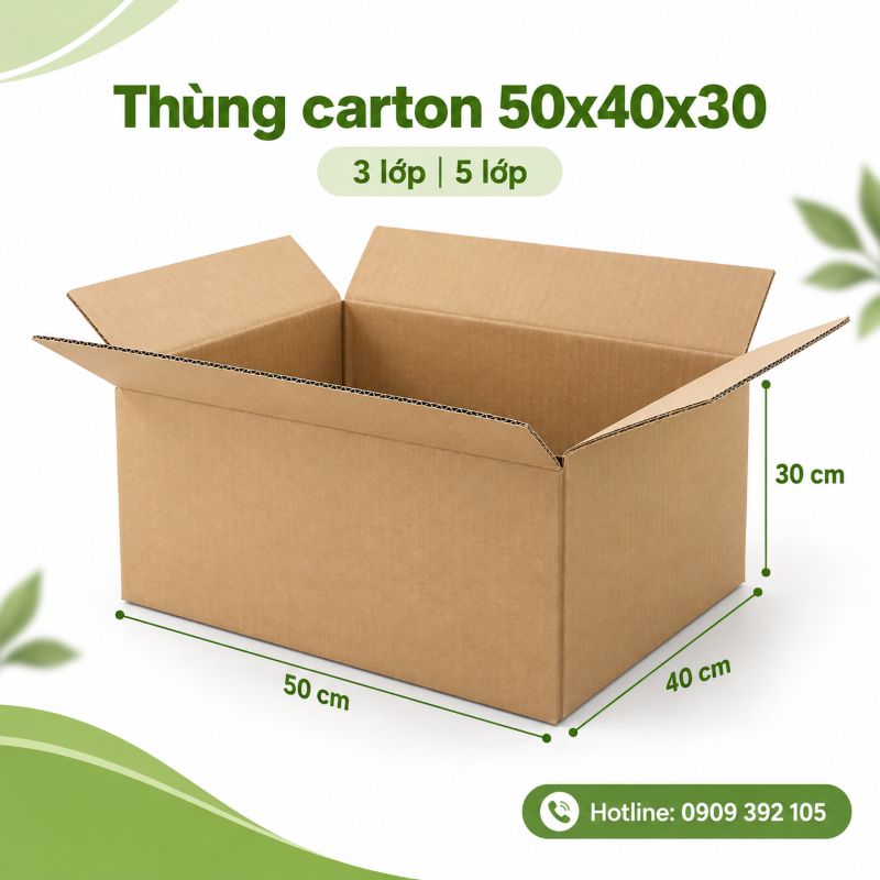Thùng carton 50x40x30 3 lớp 5 lớp TPHCM