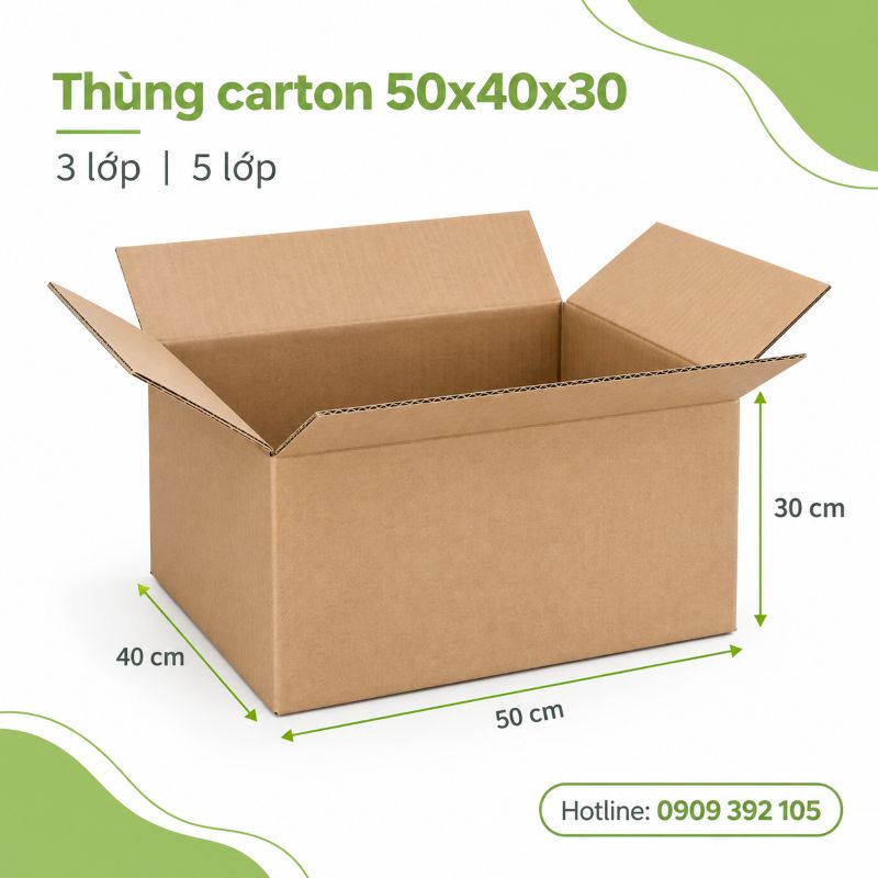 Thùng carton 50x40x30 3 lớp 5 lớp TPHCM