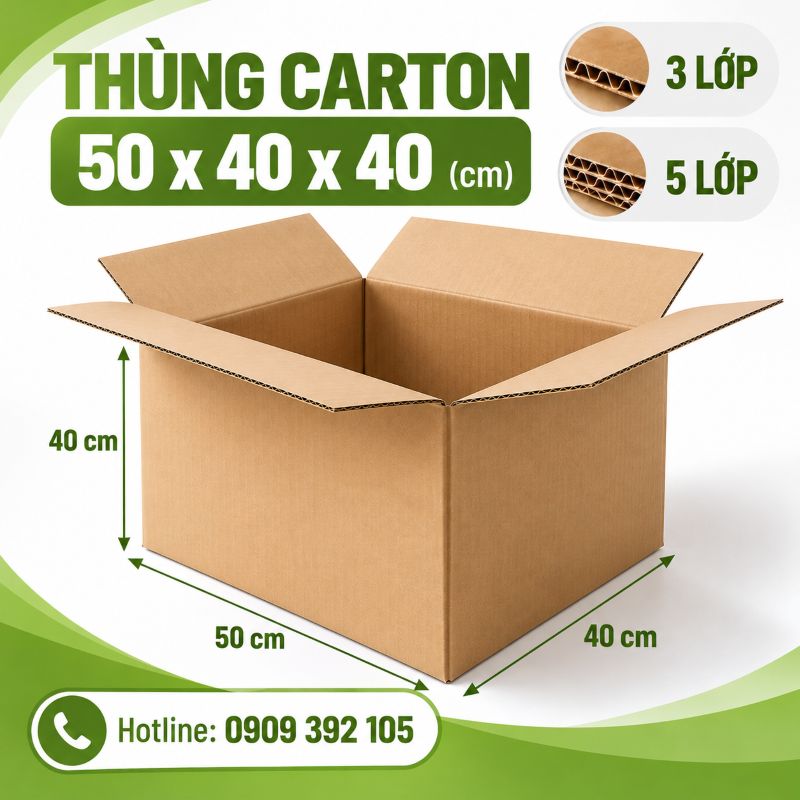 Thùng carton 50x40x40 3 lớp 5 lớp TPHCM