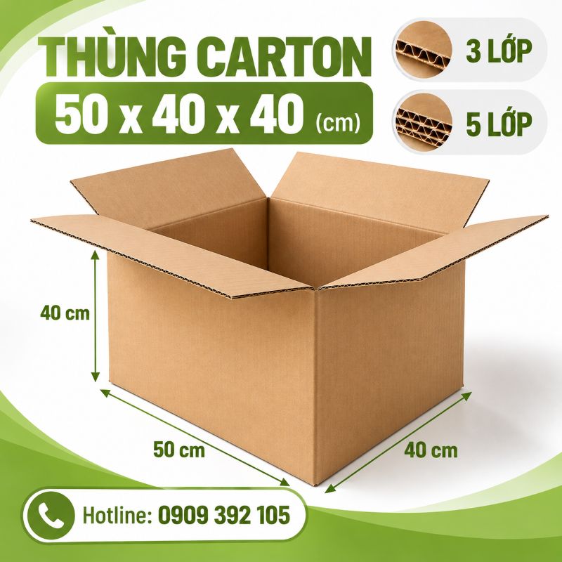 Thùng carton 50x40x40 3 lớp 5 lớp TPHCM