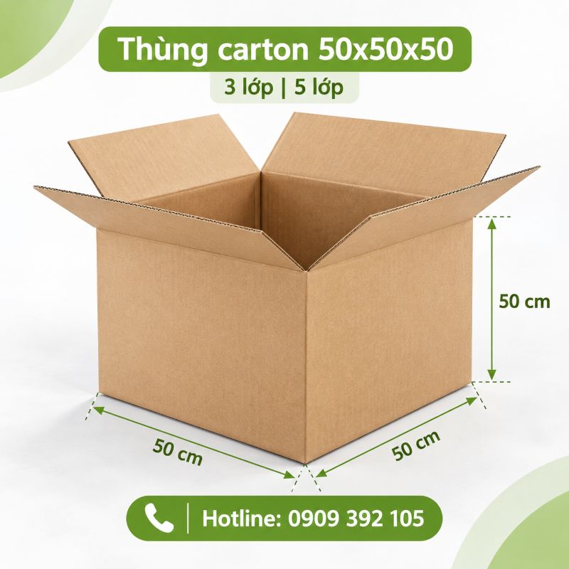 Thùng carton 50x50x50 3 lớp 5 lớp TPHCM