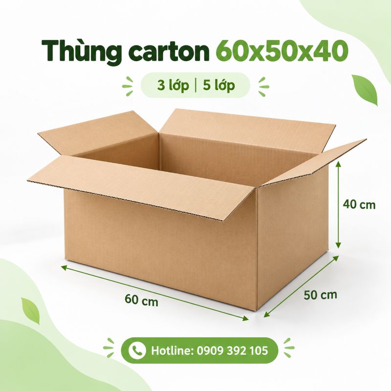 Thùng carton 60x50x40 3 lớp 5 lớp TPHCM
