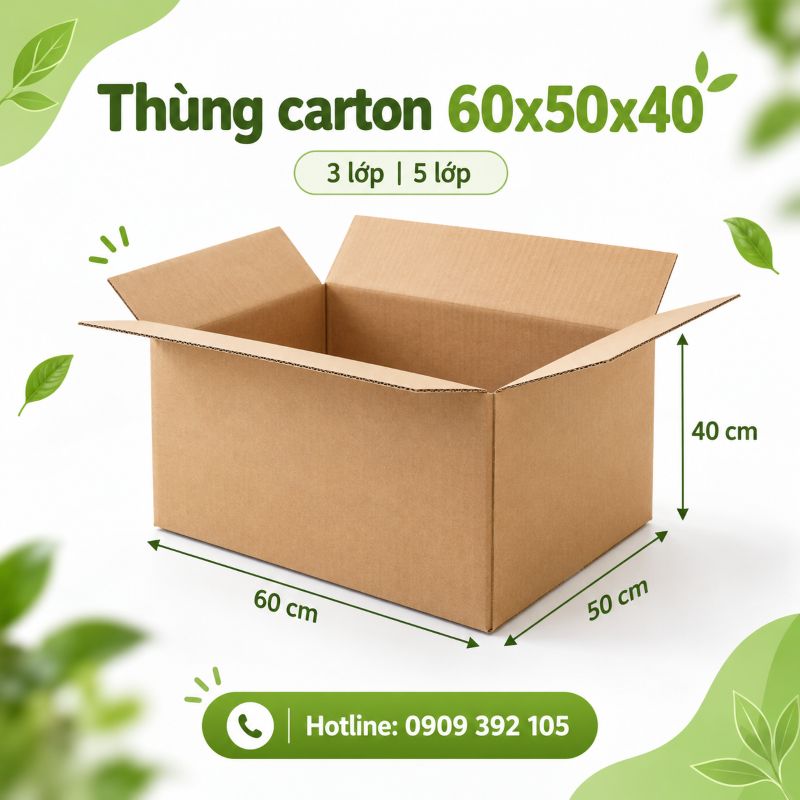 Thùng carton 60x50x40 3 lớp 5 lớp TPHCM