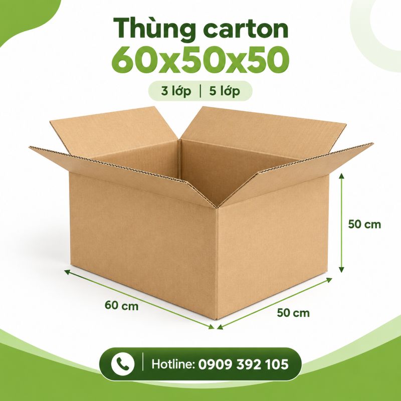 Thùng carton 60x50x50 3 lớp 5 lớp TPHCM